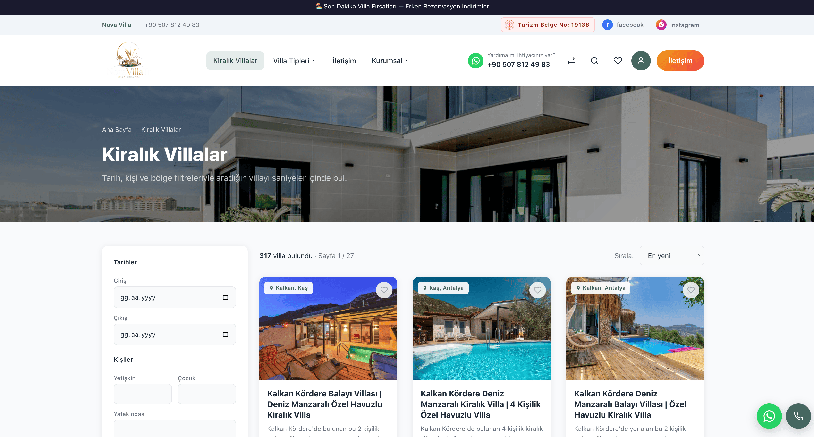 Nova Villa - Villa Kiralama Projesi görseli