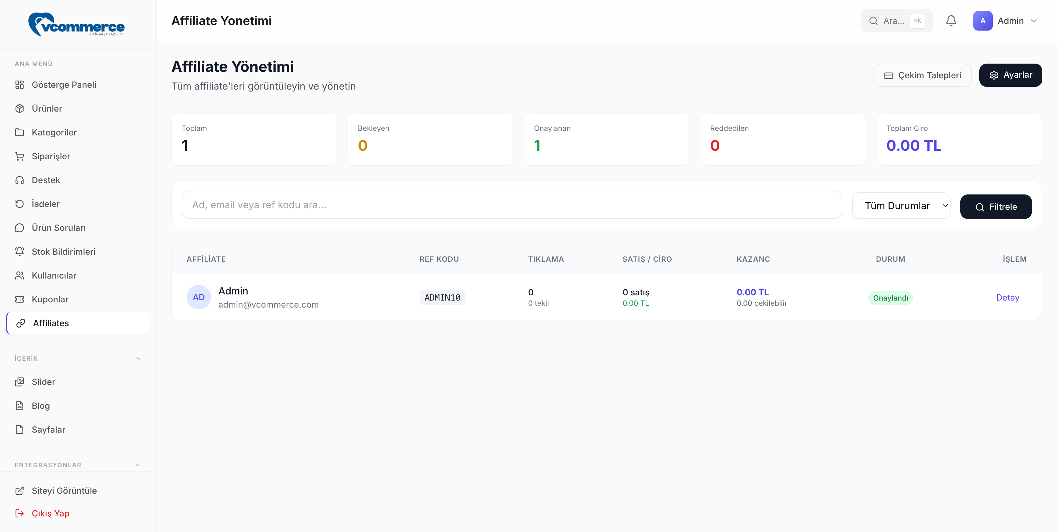 vCommerce E-ticaret yazılımı Limon Yazılım