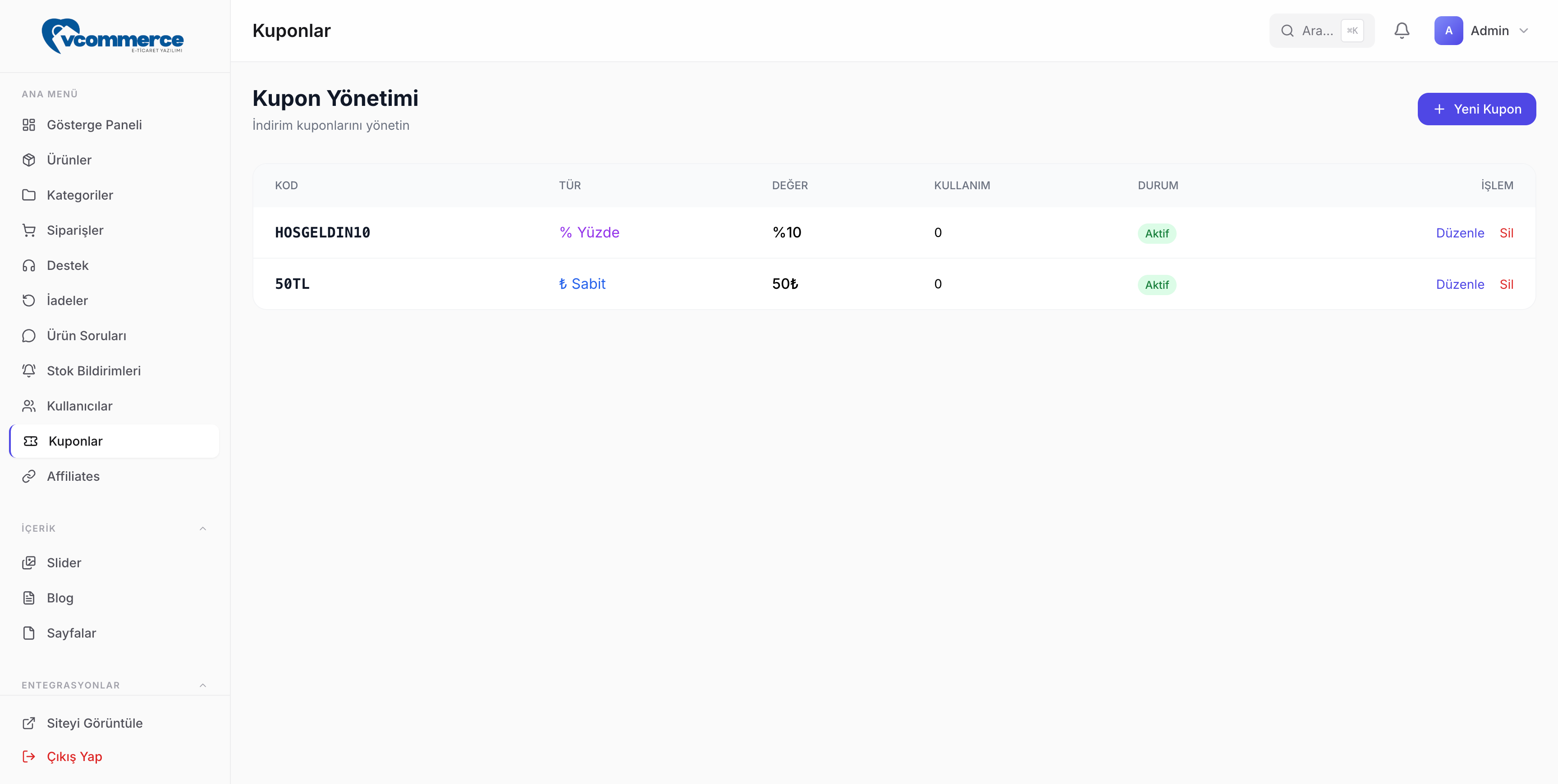 vCommerce E-ticaret yazılımı Limon Yazılım