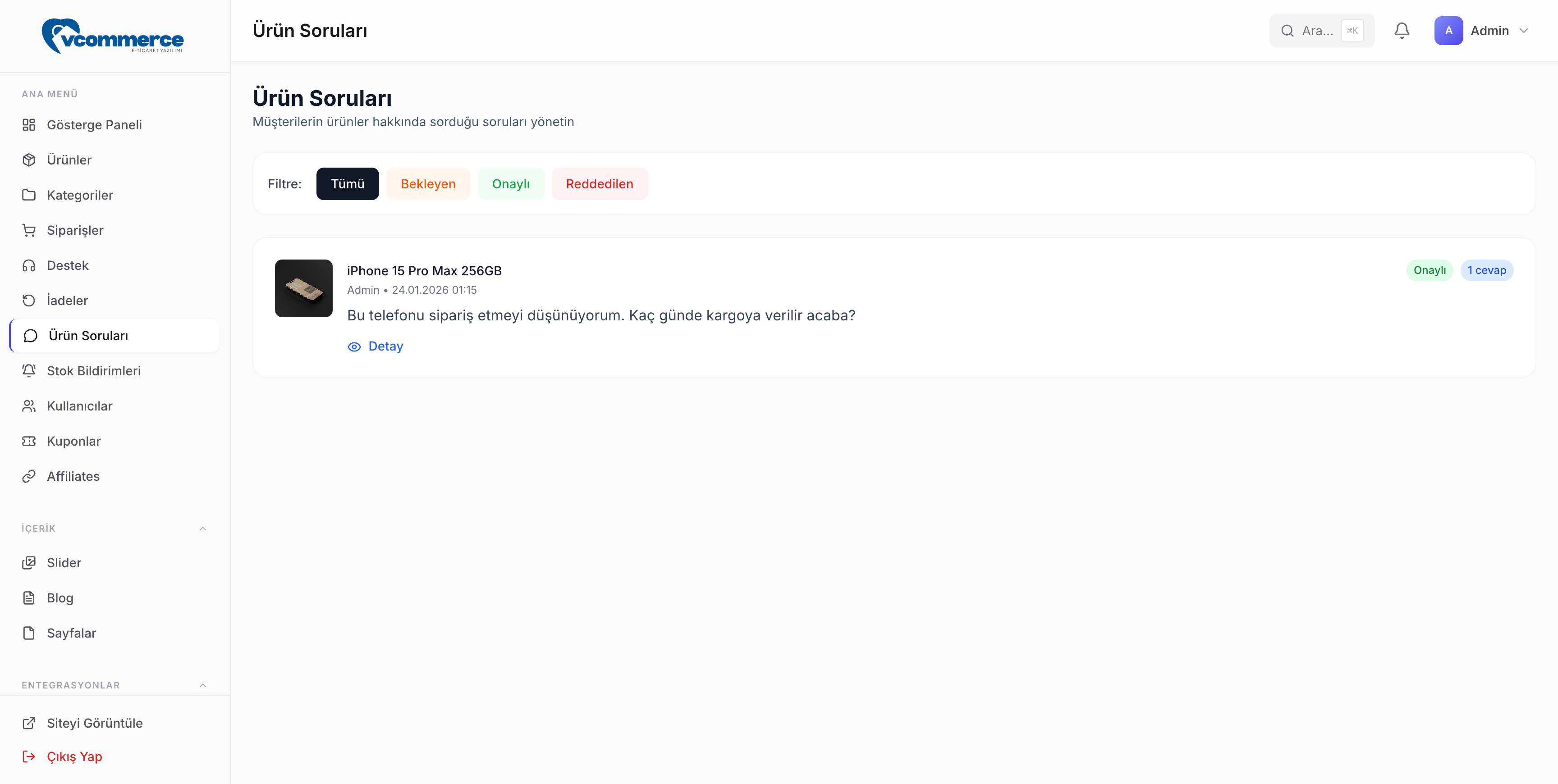 vCommerce E-ticaret yazılımı Limon Yazılım