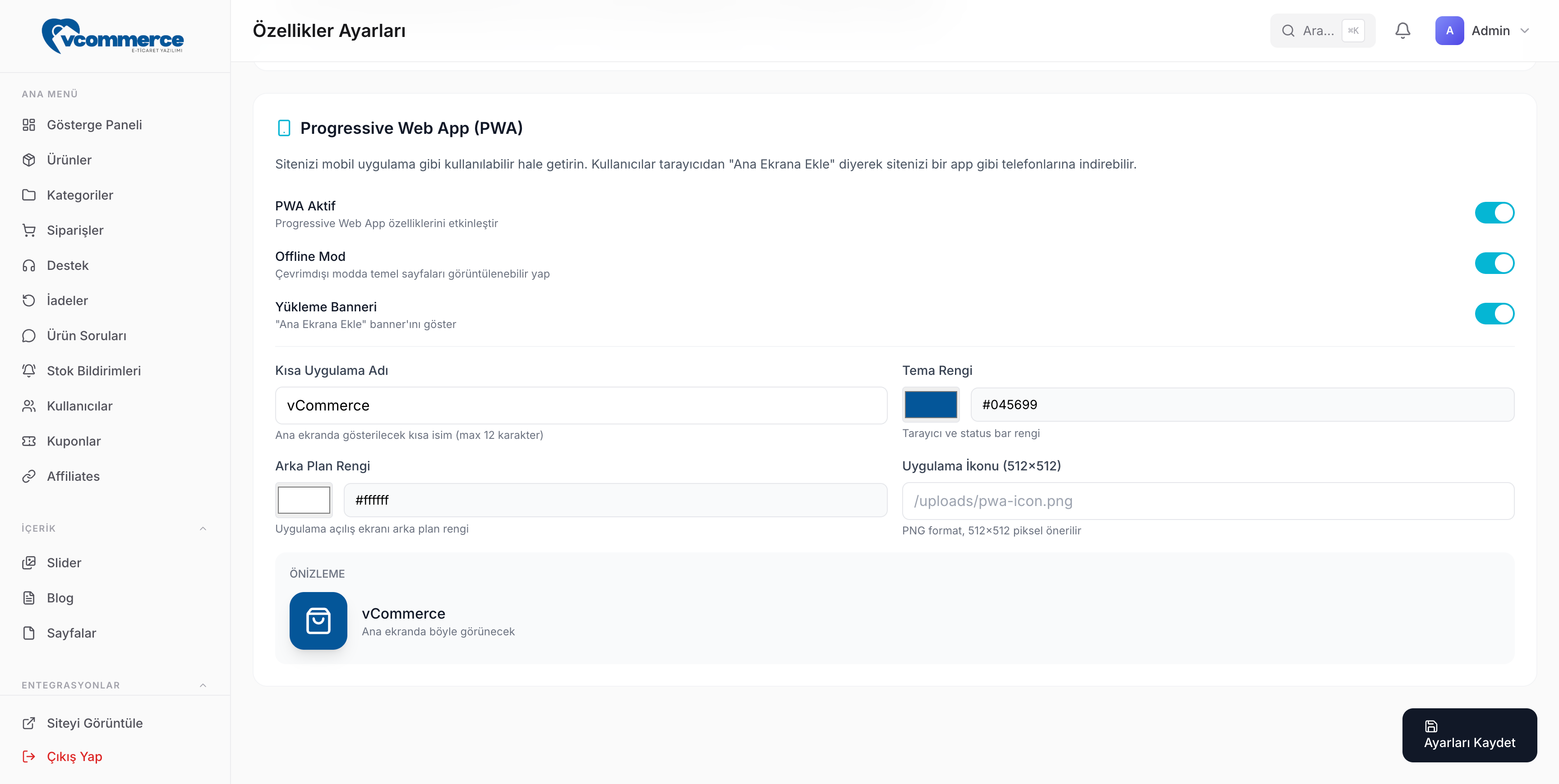 vCommerce E-ticaret yazılımı Limon Yazılım