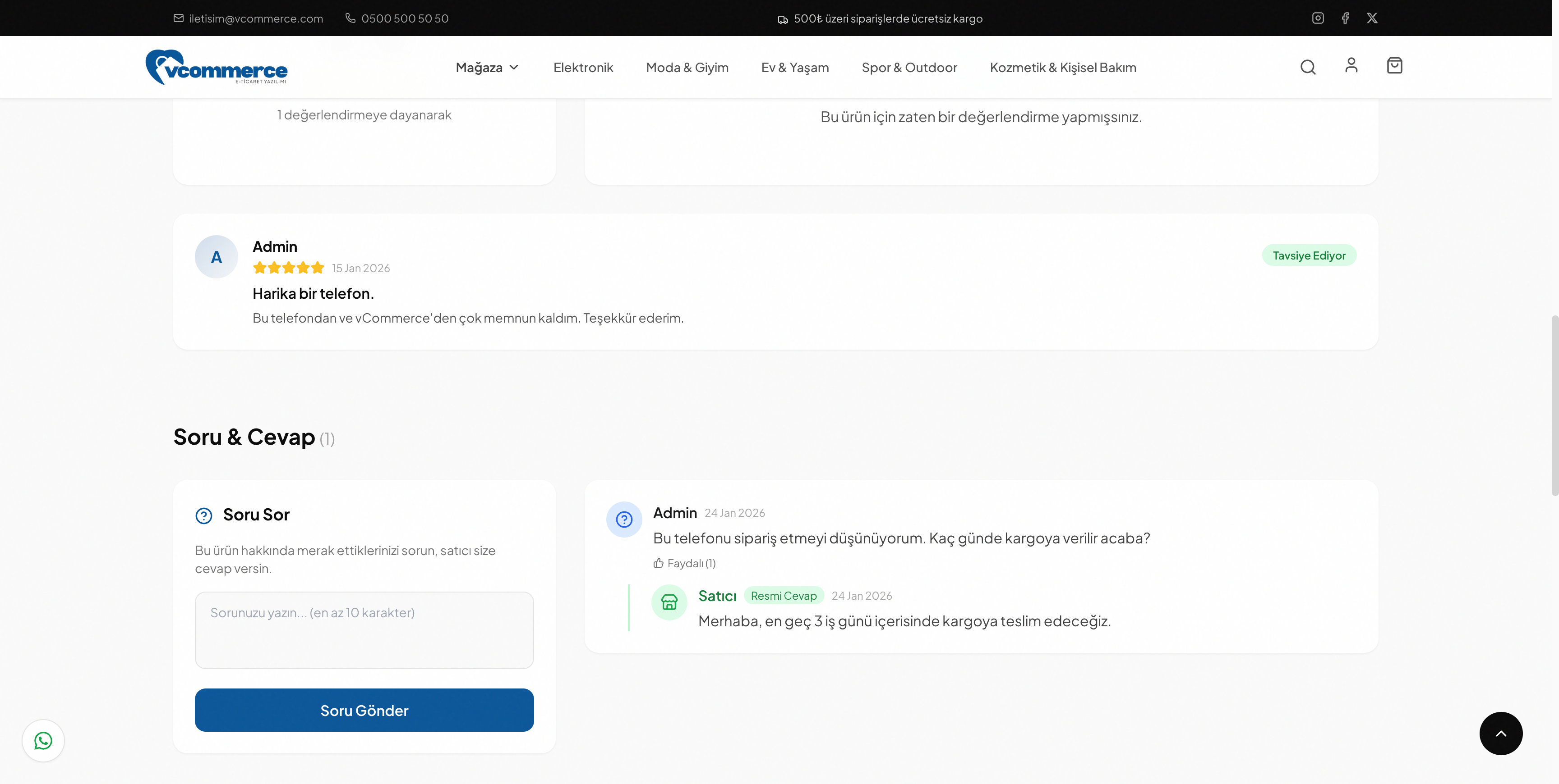 vCommerce E-ticaret yazılımı Limon Yazılım